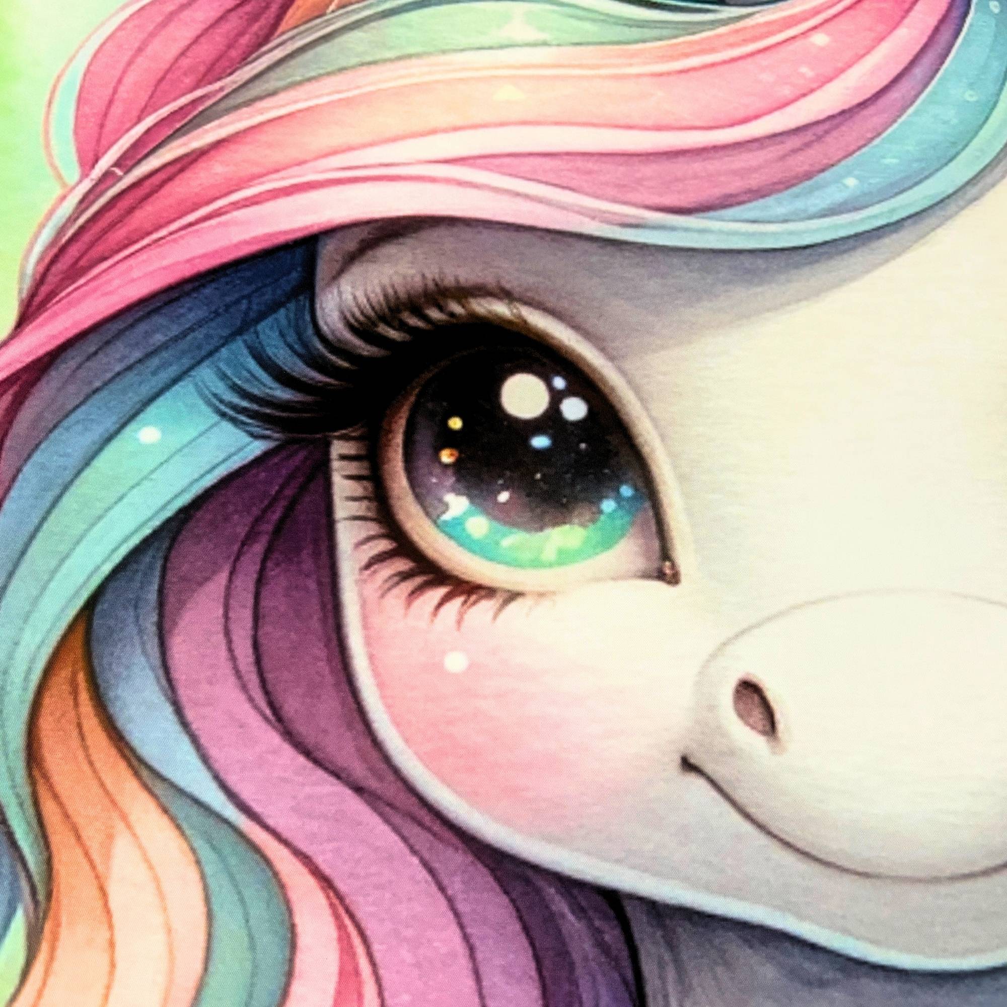 Kruhová textilná nálepka na stenu do detskej izby - Jednorožec - detail